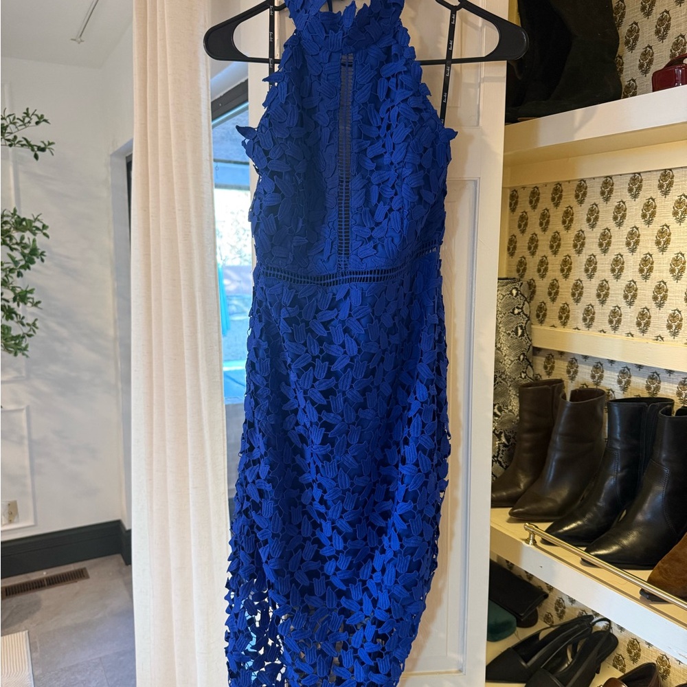 Bardot Royal Blue Lace High Low Dress